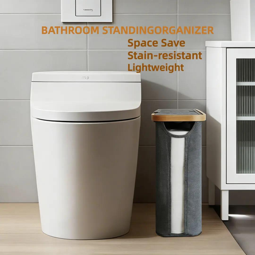 Toilet Paper Storage for 12 Rolls, Stackable & Foldable - The Ultimate Bathroom Organizer - Single-Piece Water-Resistant Basket​ - Elegant Toilet Paper Storage Holder