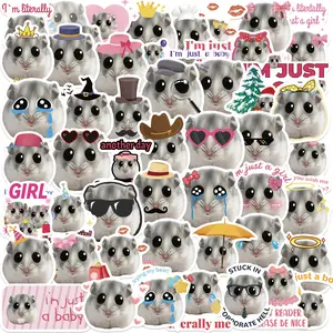 50 Cute Cartoon Hamster Meme Stickers Set, Perfect for Scrapbooks, Journals, Laptops, Water Bottles, Cars, Positive Message Gifts, Universal Car Sticker