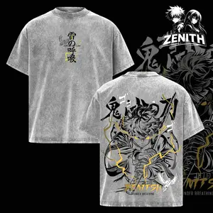 Zenitsu Agatsuma Thunder Breathing T-Shirt – Vintage Washed Oversized Demon Slayer Anime Graphic Tee, Japanese Streetwear Soft Cotton Shirt, Casual Unisex Apparel, Gift for Anime Fans