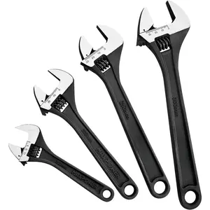 Adjustable Wrench Set, Forged, Heat Treated, Black Phosphate Finish Adjustable Wrenches, 4 Pack (6-inch, 8-inch, 10-inch, 12-inch)