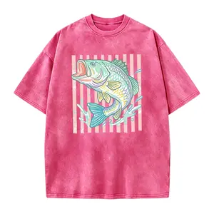 Retro Bass Fish Shirt, Pastel Fishing Graphic Tee, Preppy Coastal Lake Aesthetic T-Shirt, Summer Fishing Outfit, Large Mouth Bass Angler Gift Gift For Her, Cotton Fabric