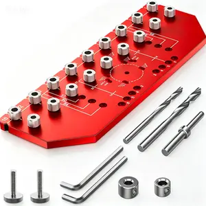 Drilling Jig for Hinge and Shelf Pin Holes, 2-in-1 Improved Version - 1/4" (6mm) & 5mm Shelf Peg Holes, 35mm Cabinet Hinge Drilling Guide| Reusable Aluminum Alloy Cabinet Hardware Template