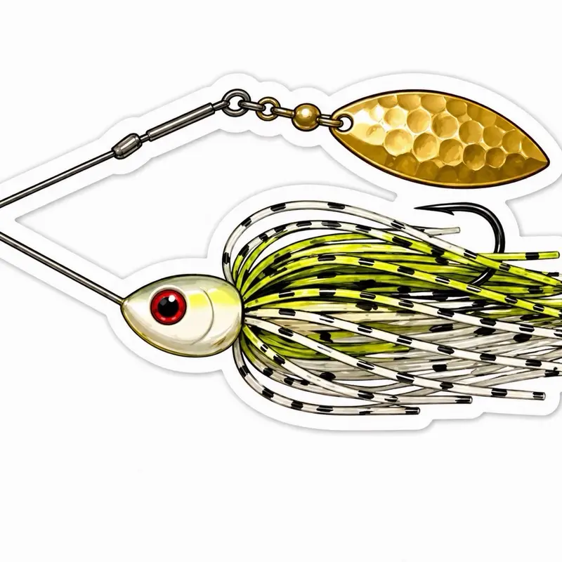 Fishing Lure Bass Spinnerbait Chartreuse Popper Sticker Trout Pike Fish Decal