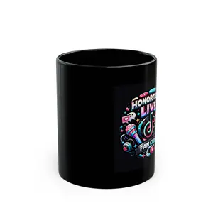 Honor Talk Live Neon Fan Club design Mug | Black Ceramic Coffee Cup