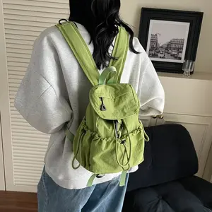 Women's Small Soft Cloth Backpacks 2025 New in Fashion Summer New Backpack Girls School Bag Cute Green Back Pack