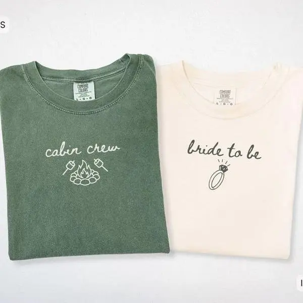 Comfort Colors Personalized Camp Bachelorette Party Shirt, Cabin Crew Mountain Bride Tees, Hiking Bach Tees, Matching Lake Bachelorette Hen Do Shirts