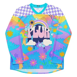 PLUR Princess Pastel Rave Jersey - Trippy Mushroom Festival Outfit - Psychedelic Rainbow 111 Angel Number Shirt - Oversized Y2K EDM Party Wear - Unisex Hockey Style