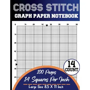 Cross Stitch Graph Paper Notebook 14 Count 14 by 14 line Per Inch Grid Graph Paper Create Simple or Complex Cross Stitch DIN A4 Several Counts Collection Available
