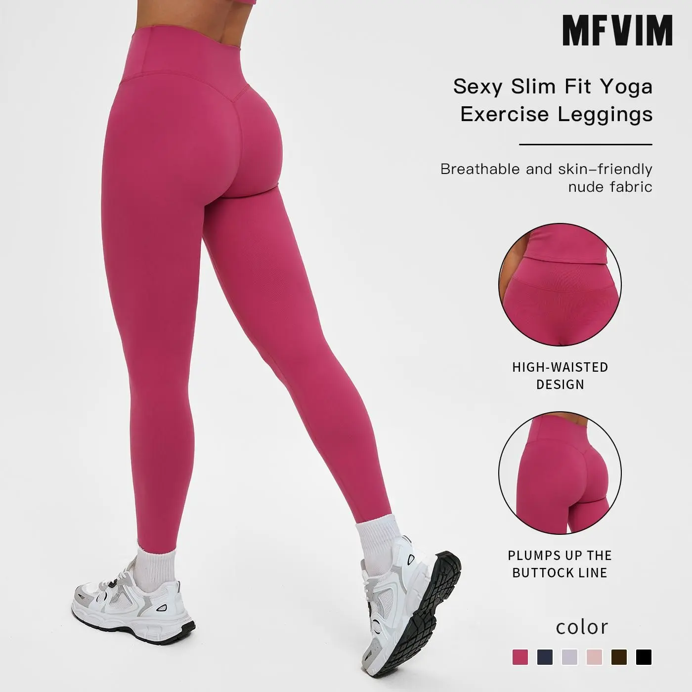 MFVIM Women's High-Waisted Athletic Leggings - Solid Colors, High Elasticity, Full Length, All Seasons Athleisure Pants for Yoga Fitness, Machine Washable