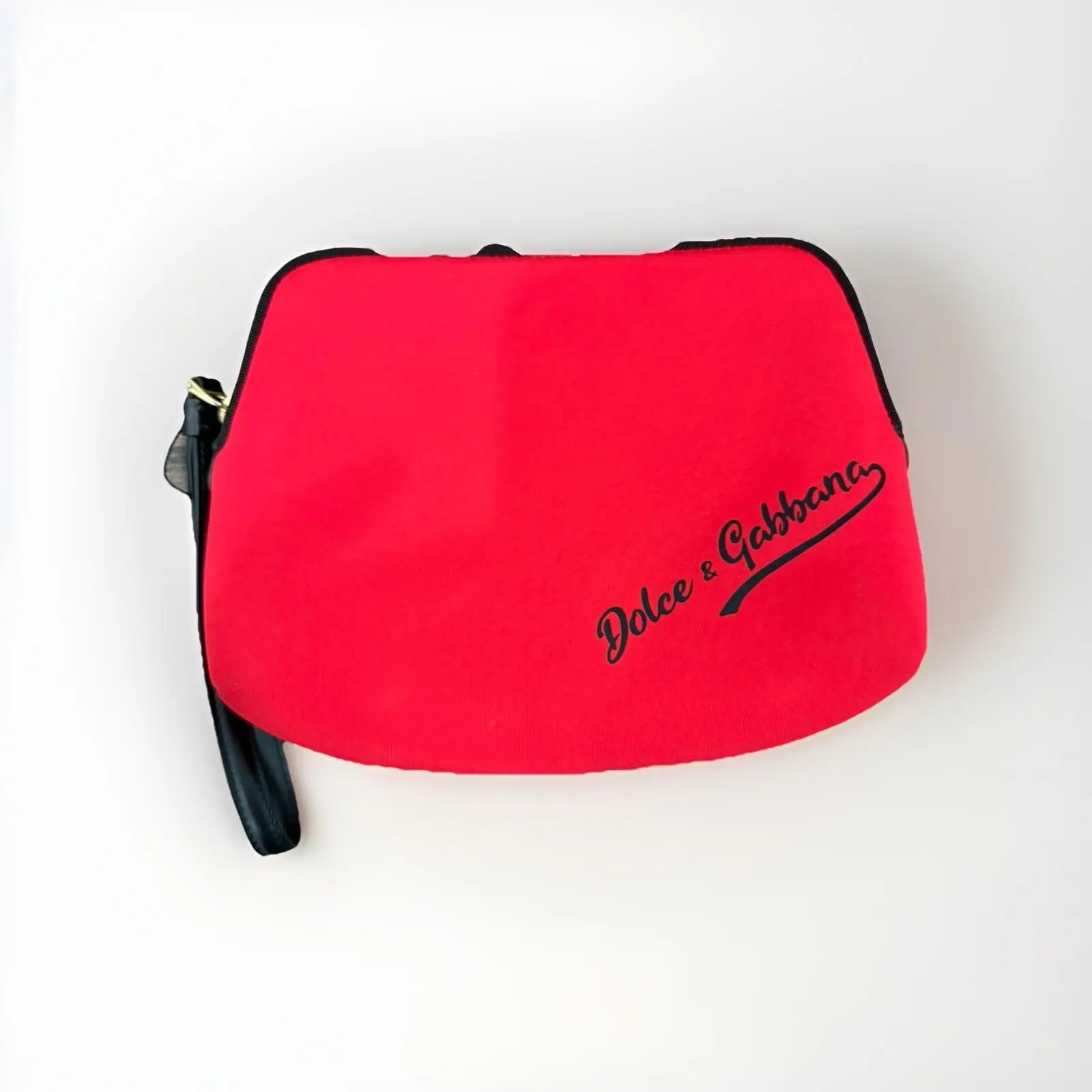 Pre-owned As Seen On Screen As Seen On Screen 942084AD Dolce & Gabbana Neoprene Zip Cosmetic / Toiletry Pouch Red