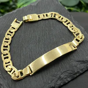 Mariner ID Bracelet for Mens Boys Gold Filled Jewelry 8" INCH - Fashion Anniversary Birthday Gifts for Him - Free Engraving Personalized Jewelry