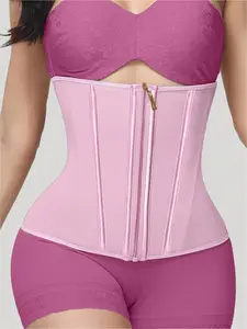 1 piece women's latex shapewear waist slimmer, steel-reinforced body shaping and belly tucking belt with front zipper and hook fastener, 2-in-1 waist trainer suitable for various occasions