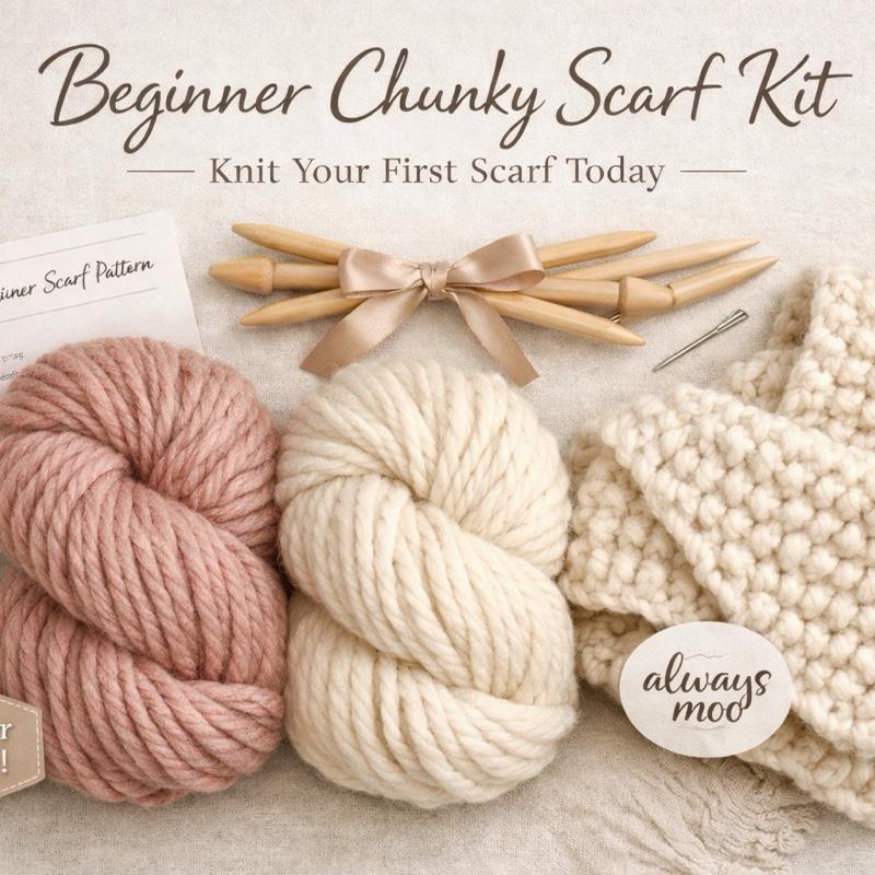 Beginner Chunky Scarf Knitting Kit - Cozy Oversized Scarf for Total ...