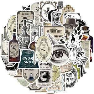 Vintage Apothecary Sticker, 50pcs/set Waterproof Self Adhesive Decor Paper, Decor Sticker for Gift Greeting Card Water Bottle Laptop Phone, Ornaments