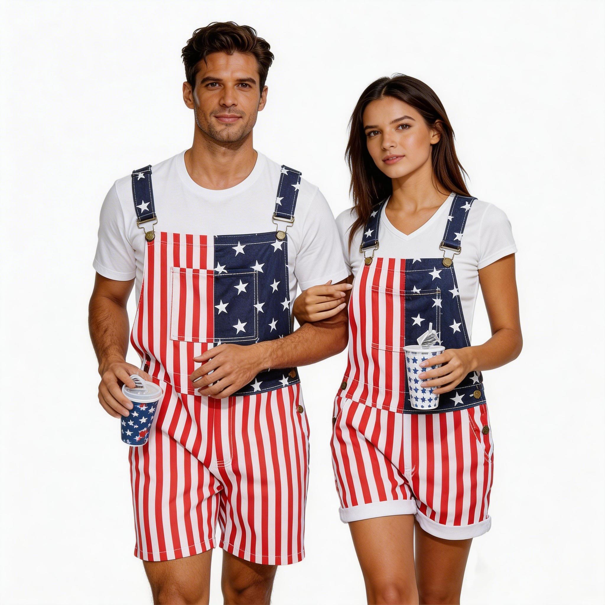 4th of July Men' s American Flag Denim Overall Shorts250th Anniversary of America Independence Day PatrioticStyleOutdoor Fashion Menswear Father's Festival DadGiftsGuys Love Top SpringStatements