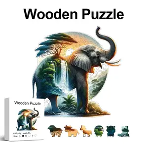 Elephant Wooden Puzzle for Adults, Unique Shaped Pieces, Exquisite Gift Box, Brain Exercise, Room Decor, Holiday Gifts, Christmas Gifts, Animal Shape Puzzle, Creative Puzzle, Puzzle Game