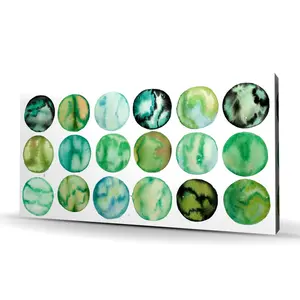 212 MAIN Minimalist Green Circles Abstract Art Print - 24x48in High-Def Vibrant Modern Artwork, Wall Decoration for Living Room Home Decor