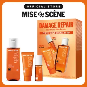 Perfect Serum Original Starter Bundle | Mise En Scène | Trial-Size Hair Serum+Shampoo+Treatment | Korean Hair Care for Damaged Hair, with Moroccan & Jojoba Oils, Glossy Shine