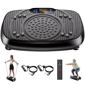 Tisscare vibration plate gym 330lbs lymphatic drainage machine full body workout to whole effcient home workout with 2 fitness resistance bands exercise machine for whole body fitness and recovery at home