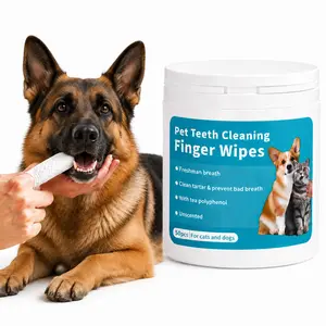 50pcs Pet Teeth Cleaning Finger Wipes For Cats and Dogs Freshen Breath Remove Tartar Gentle Safe Daily Dental Care