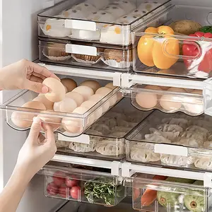 Refrigerator Storage Bins - Spacious Egg Holder Tray for Easy Refrigerator Organization, Clear Plastic Container for Eggs, Essential Home Storage Solution