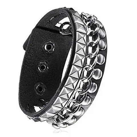 Multi-Layer Punk Rivet Bracelet, Layered Bracelet, Wide Leather Bangle for Street Dance, Bold Personality Accessory, Unisex Fashion Jewelry, Gothic Jewelry, Fashionable Bangle, Stackable Bracelets, Bangle Set, Stacking Bangles