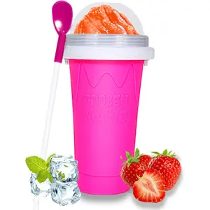 Slushy Cup,  Slushie Maker Cup Frozen Magic Squeeze Cup, Ice Cream Maker Cup, Cool Stuff Trending  Items Homemade DIY Cool Gadgets with Lid & Straw ()