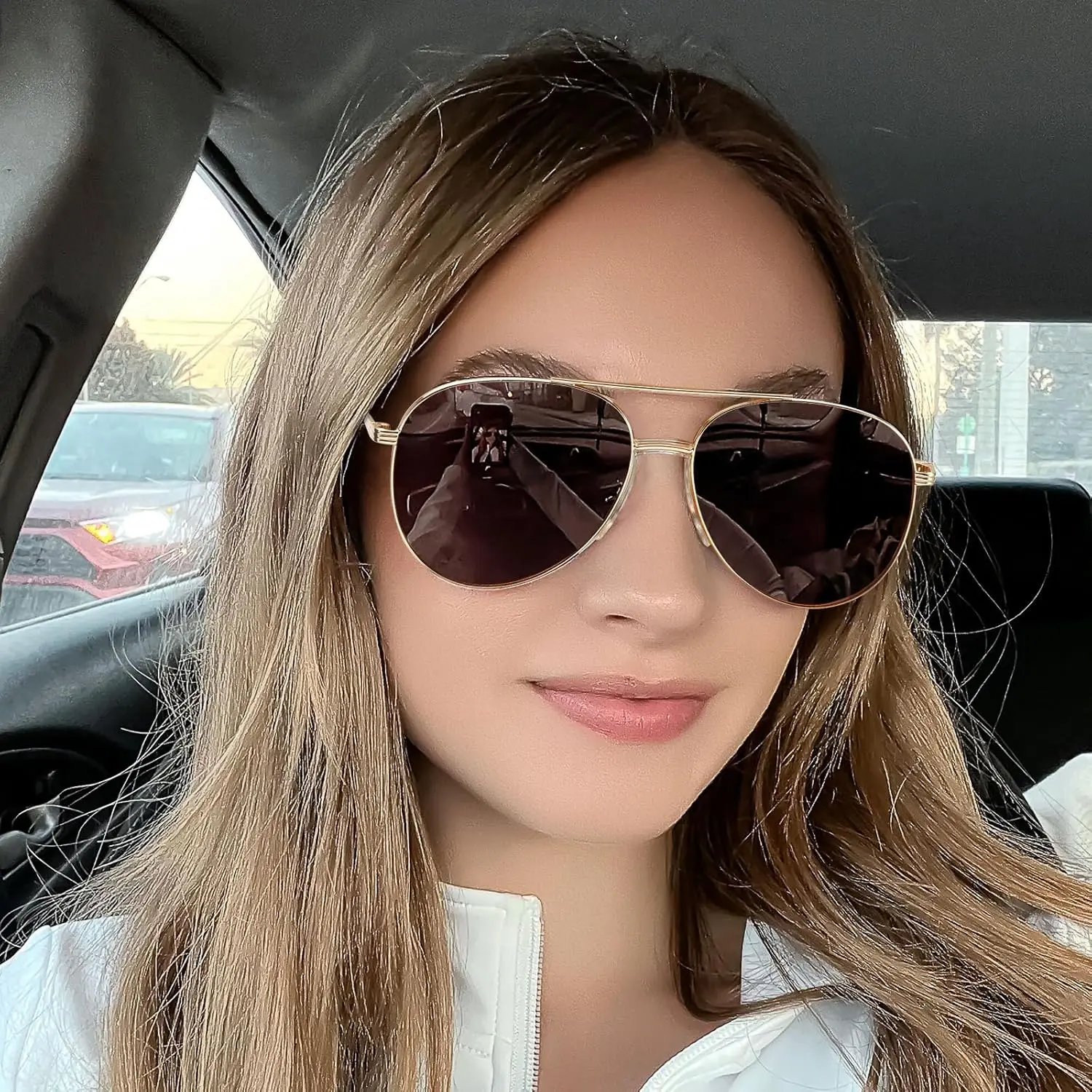 Tangle-Free Aviator Sunglasses Women Polarized UV400 Retro Round Tangle Free Aviator - Lagoon Polarized – Shady Rays  main image 2
