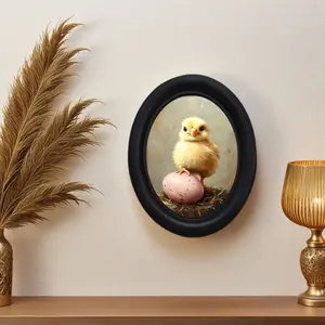Funny Chicken Egg Wall Art, Framed Fun Chicken Decor, Easter Gift, Wooden Mini Hanging Painting, Unique Home Kitchen Office Decoration, Modern Home Decoration