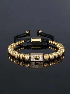 Men's Fashion  Rhinestone Decor  Bracelet, Adjustable Beads Bracelet, Jewelry Gift for Thanksgiving Christmas Father's Day, Beaded Bracelets