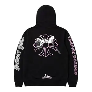 Women's Chrome Hearts x Deadly Doll Online Exclusive Logo Hooded Sweatshirt, Black Pink Multi, Long Sleeve Casual Activewear Sportswear Tops