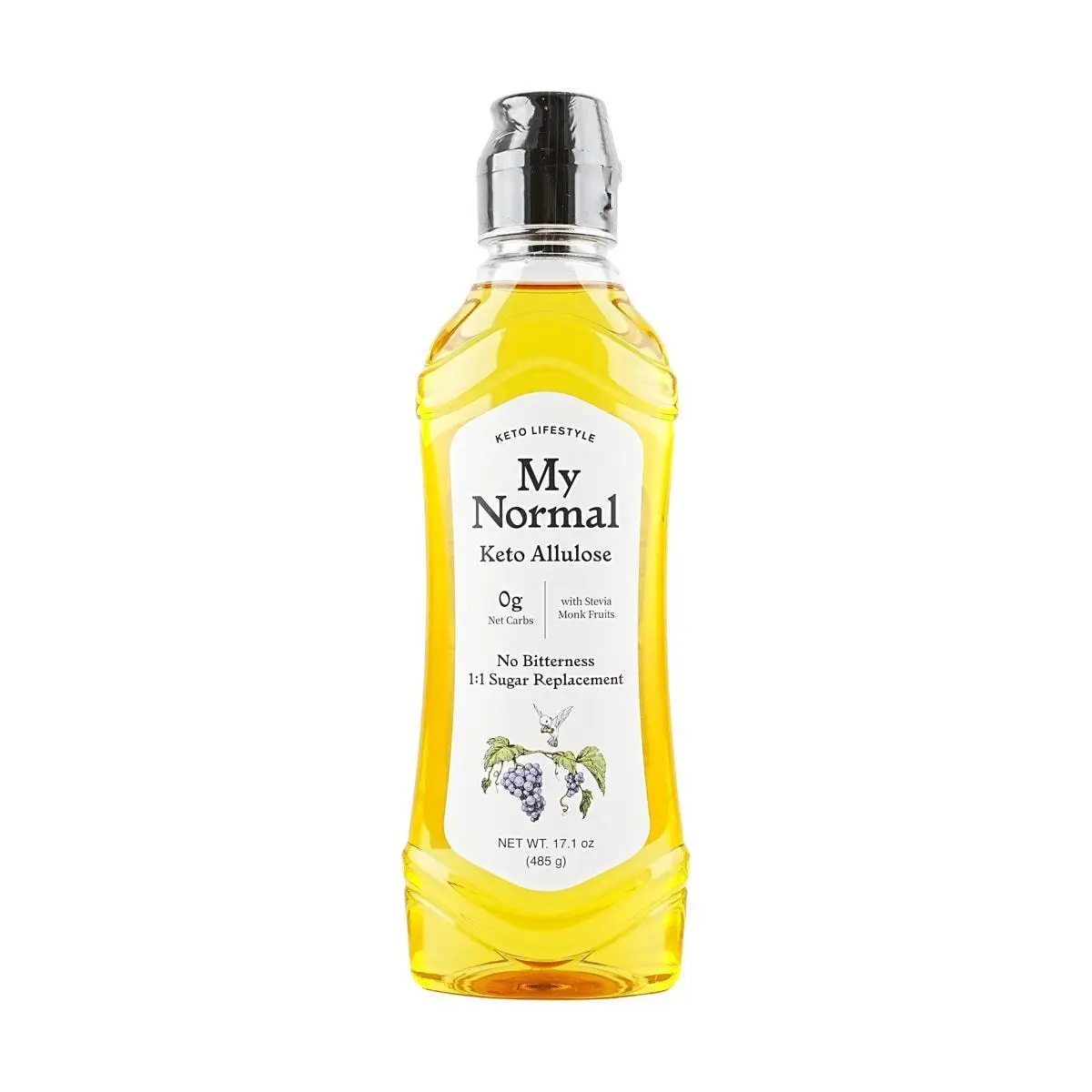 MYNORMAL Allulose Syrup 485g - Zero Fat, Low Calorie Sweetener with Stevia & Monk Fruit - Sugar Substitute for Keto, Diabetic Friendly Baking & Drinks