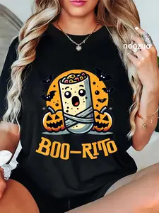 100% Cotton Unisex Boo-Rito Funny Mexican Burrito Halloween Costume T-Shirt Casual Top
