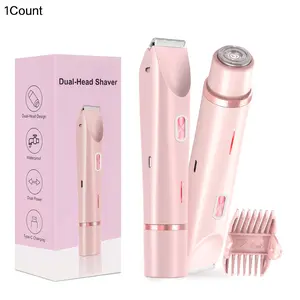 2-in-1 Electric Body Hair Trimmer - Groin Trimmer for Men - Bikini Trimmer Women - Wet/Dry Shaver Groomer, USB Recharge, Rechargeable Hair Trimmer, Waterproof Hygiene Razor, for Pubic Hair,Underarms,Legs,Arms,Face