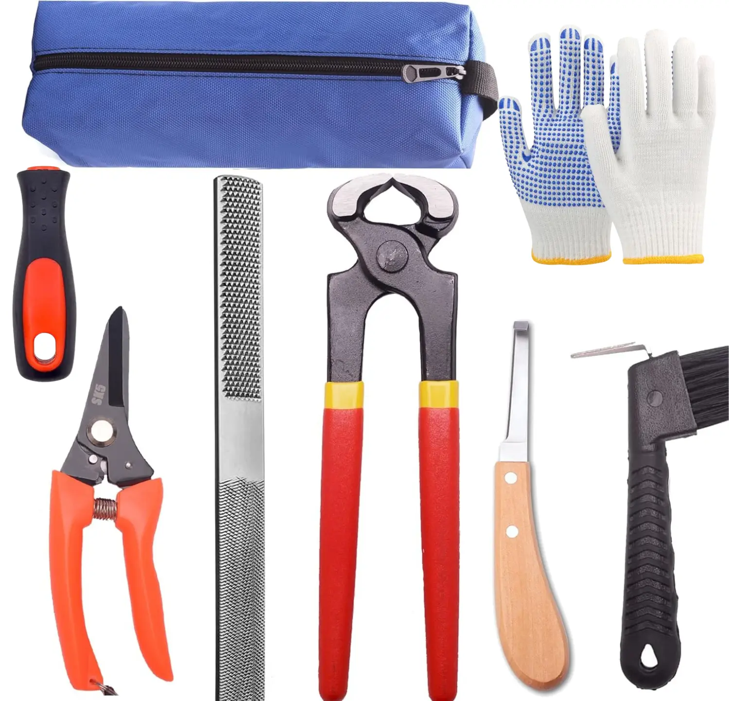 1Set 8 inch Farrier Tool Kits, Mini Rasp Hoof File Goat Pig Equine Metal Shears Professional  Hoof Nipper Cutter Handle Knife