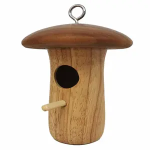 Outdoor Hummingbird House, Natural Wooden Hanging Hummingbird Nest, Wild Bird Bird House