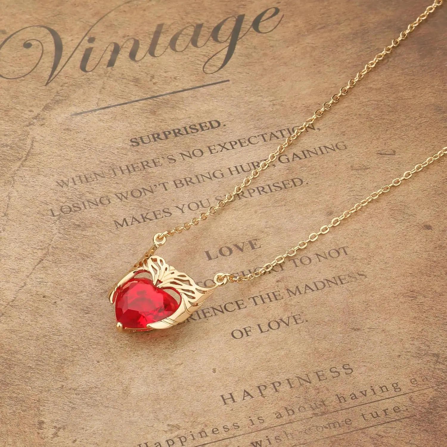 Women's Gold-Plated Scarlet Witch Crown Necklace with Red CZ - Cosplay Costume Jewelry for Halloween, Birthday Gift for Superhero Fans