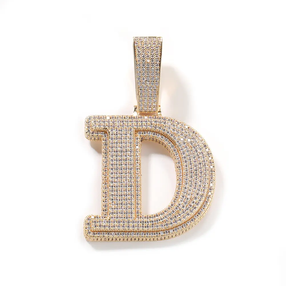 Unisex Hip Hop Large Letter Copper & Zircon Pendant, Casual Daily Fashion Jewelry Charm for Birthday, Anniversary Gifts, Letters, Shiny Finish, Everyday, Resistant To Fading, Tarnishing, And Rusting