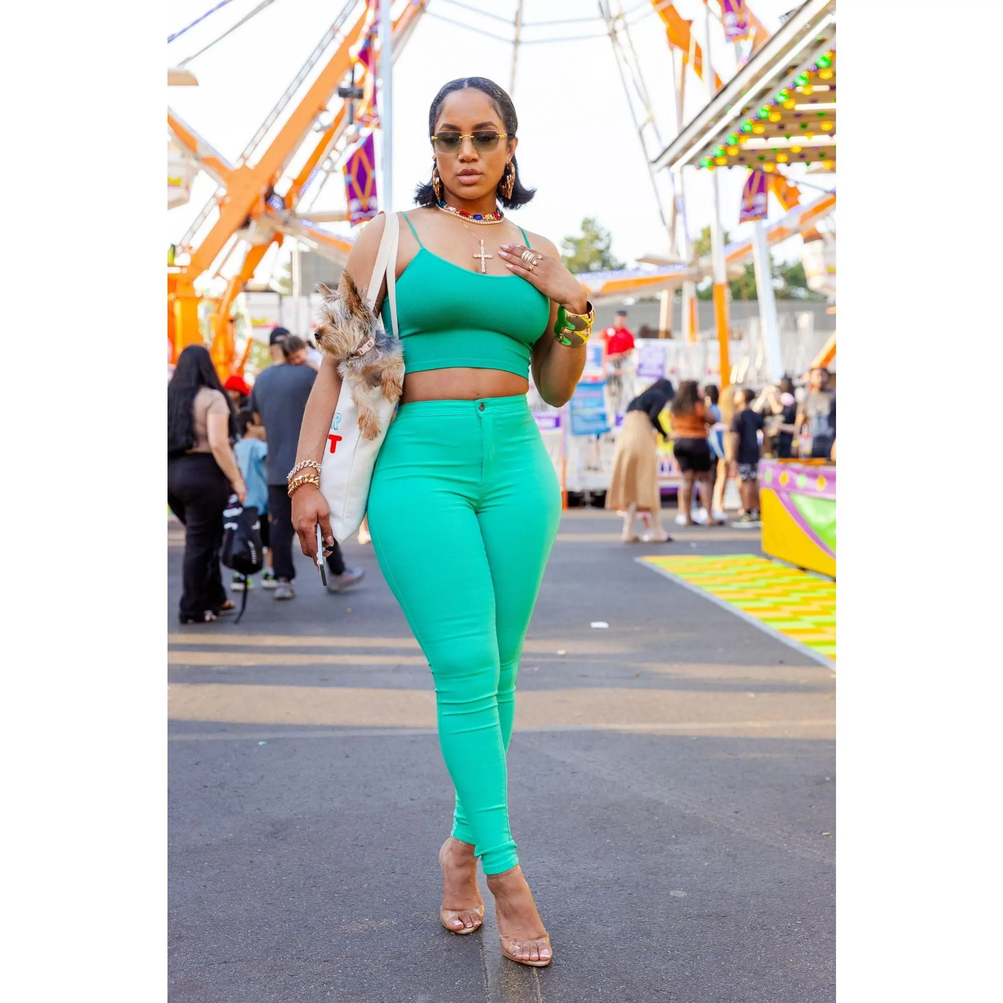 Super Swank High Waist Stretchy Jeans - Mint