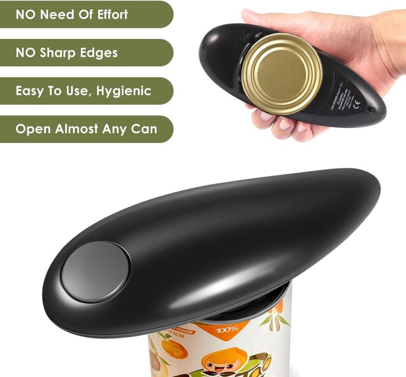 Electric Can Opener, One-Touch Automatic Can Opener Achieves smooth, safe, and rapid can opening along the edge Compatible with nearly all canned goods Hands-free operation Ideal gift, kitchen essential for elderly arthritis sufferers