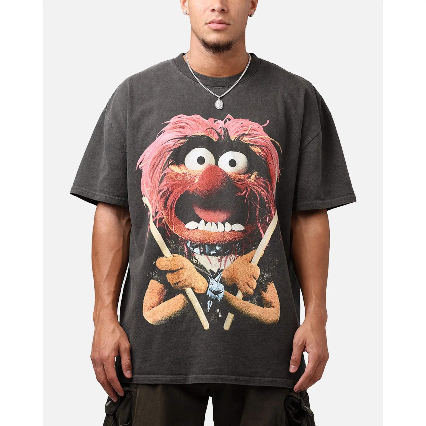 73Studio Disney The Muppets Animal Heavyweight T-Shirt Black Wash 73Studio Disney The Muppets Animal Heavyweight T-Shirt Black Wash