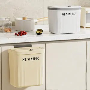 Large Capacity Trash Can, 1 Count Wall Mounted Trash Can, Kitchen Trash Can, Household Waste Bin for Kitchen, Bathroom, Living Room, Bedroom