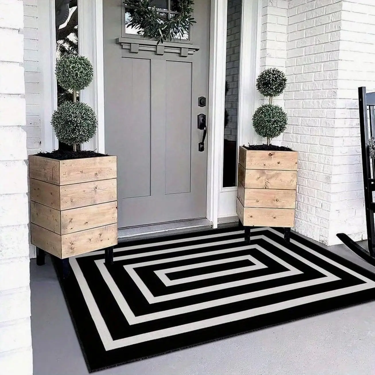 Black And White Striped Rug: A Woven Doormat That Is Reversible, Foldable, And Washable; Suitable For Both Indoor And Outdoor Use; A Farmhouse-Style Geometric Pattern Rug For The Front Porch.Suitable For Bedrooms, Living Rooms,