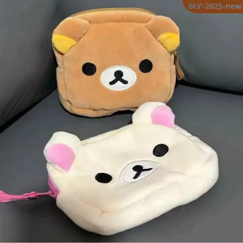 Rilakkuma Cute Makeup Organizer Storage Bag Cartoon Bear Plush Kawaii Cosmetic Cosmetic Bags Vanity Beauty Case Cute Pencil Case
