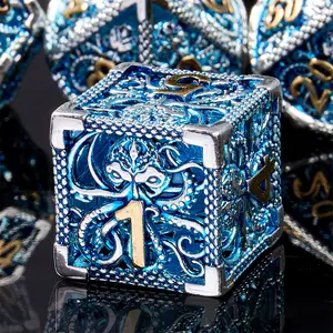 7-Piece Hollow Metal Dice Set, Lightweight Polyhedral Shapes, Ideal for D&d Role-Playing Games, Board Games, Card Games, Dice Set