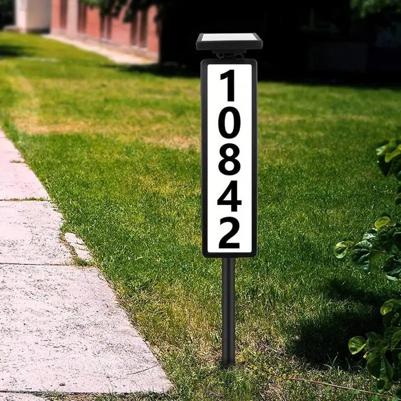 Solar Energy House Light with Rod, Solar Address LED Sign Lighted House Number Plate with 2 Light Modes, Outdoor Waterproof Address Number for House, Yard, Garden Decor, Acrylic Plaque Sign, Home Decor ProductsAUrbanNook2ABSummit Active