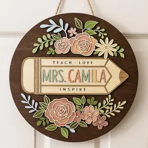 Custom Name Teacher Door Sign, Personalized 3D Teacher Door Hanger, Back To School Teacher Sign, Classroom Welcome Sign, Teacher's Day Gift