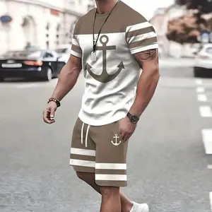 New summer men's T-shirt, new European and American street fashion 3D printed stylish T-shirt, men's short sleeve shorts set Clothes Tropical Menswear Suits