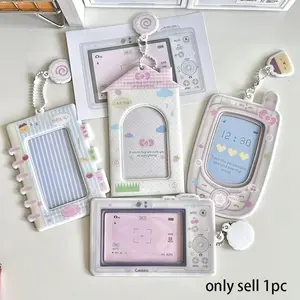 Camera Phone Cartoon PVC Card Holder, Small Photo ID Badge Bag, Soft Transparent ID Lanyard Cover, Student ID Protection Case, Nursing Students