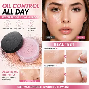 4-Color Setting Powder, Color Correction and Brightening, Oil-Control Long-Lasting, Smooth Skin Finish, Flawless, Semi-Transparent Setting Powder, Face Setting Powder
